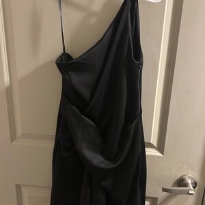 ASOS Black One-Shoulder Ruched Cocktail Dress
